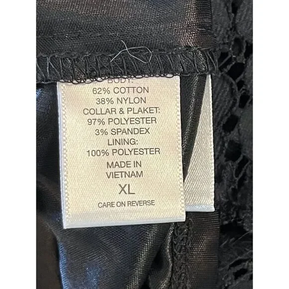 NEW YORK & COMPANY Black Lace Overlay Dress w/ Collar Size XLARGE Collared Lined - Picture 10 of 11